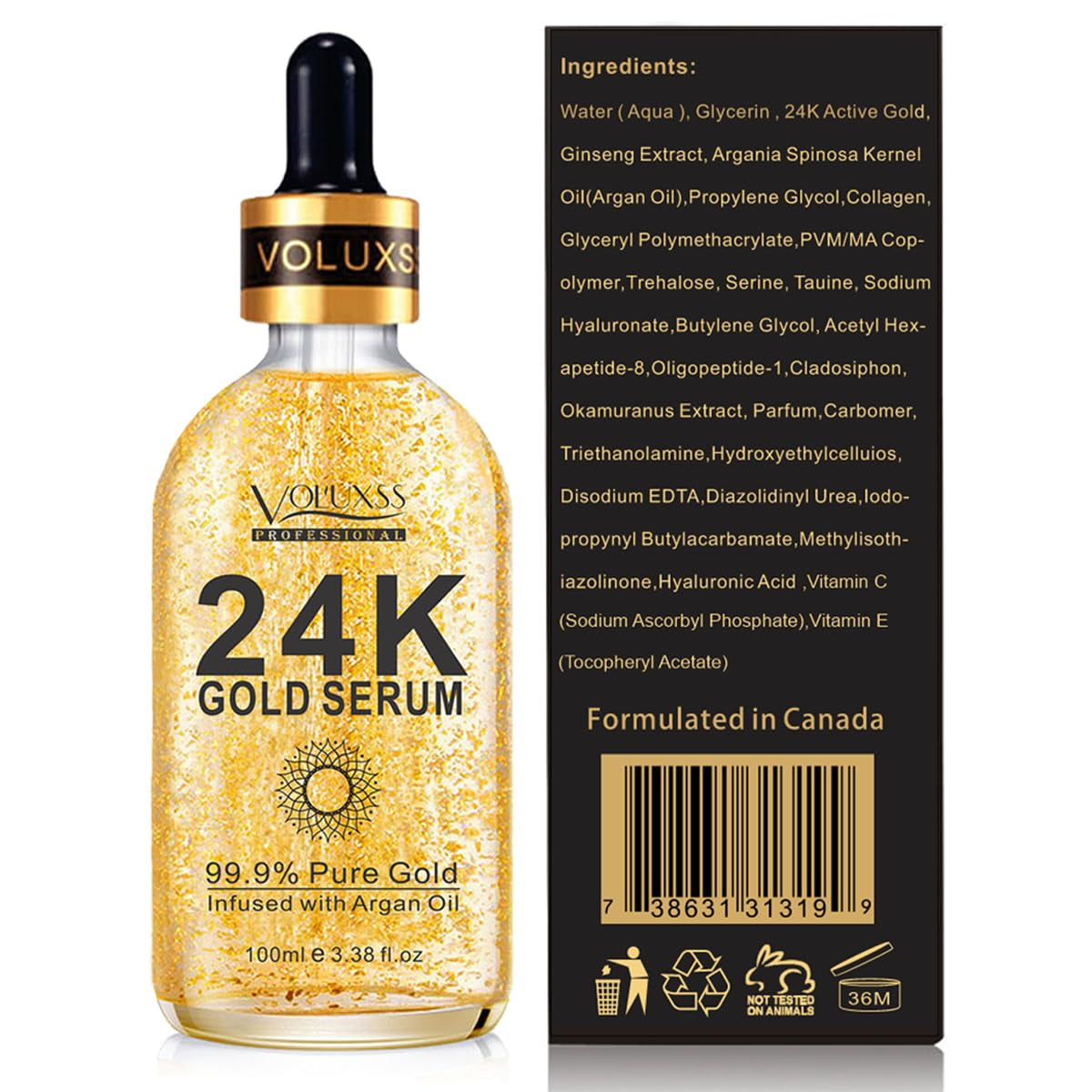 24K Gold Serum for Face,Skin Brightening anti Aging Face Serum Moisturizer with Vitamin C,Hyaluronic Acid & Argan Oil for Dark Spots & Fine Lines,Korean Skin Care Glow Collagen Booster Serum