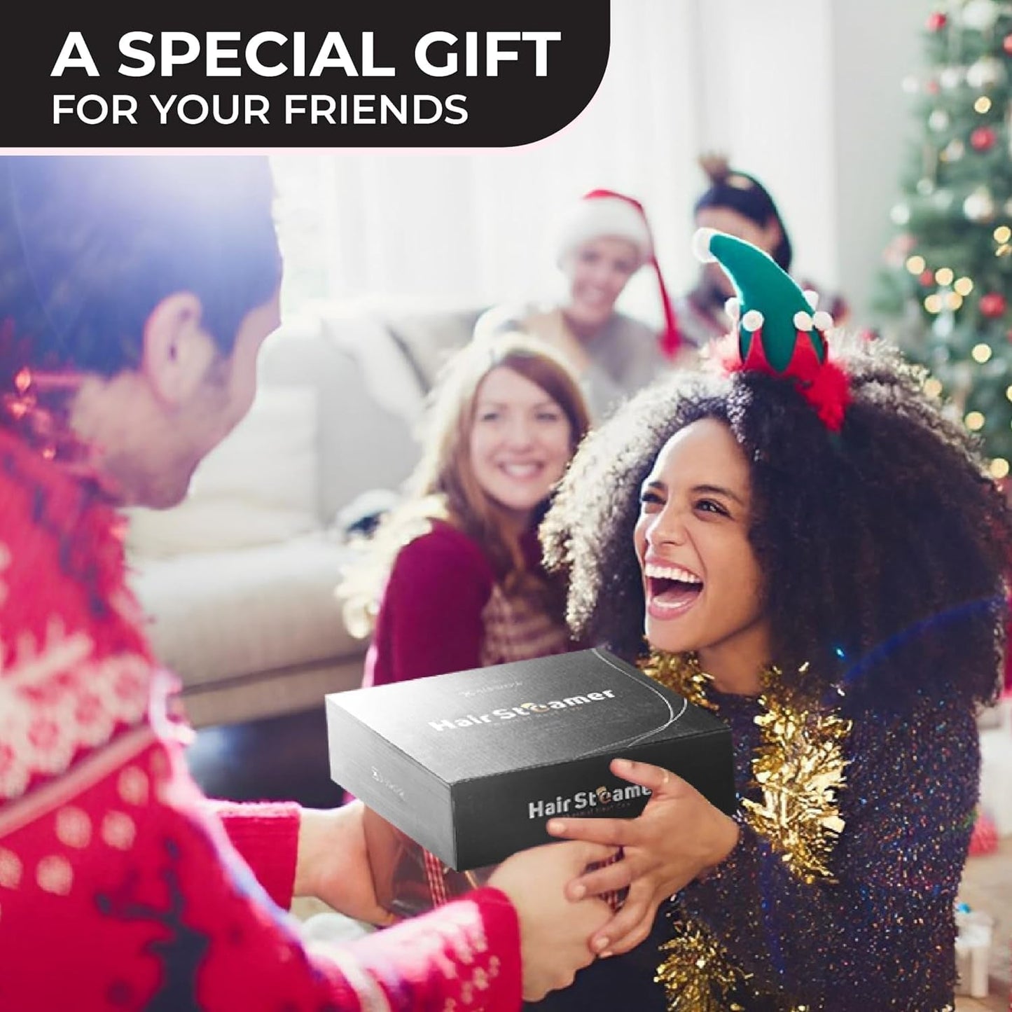 Professional Hair Steamer for Natural Hair with 10 Heat Settings - Quick Heating Thermal Cap for Deep Conditioning, Ideal for Black Hair (Black)