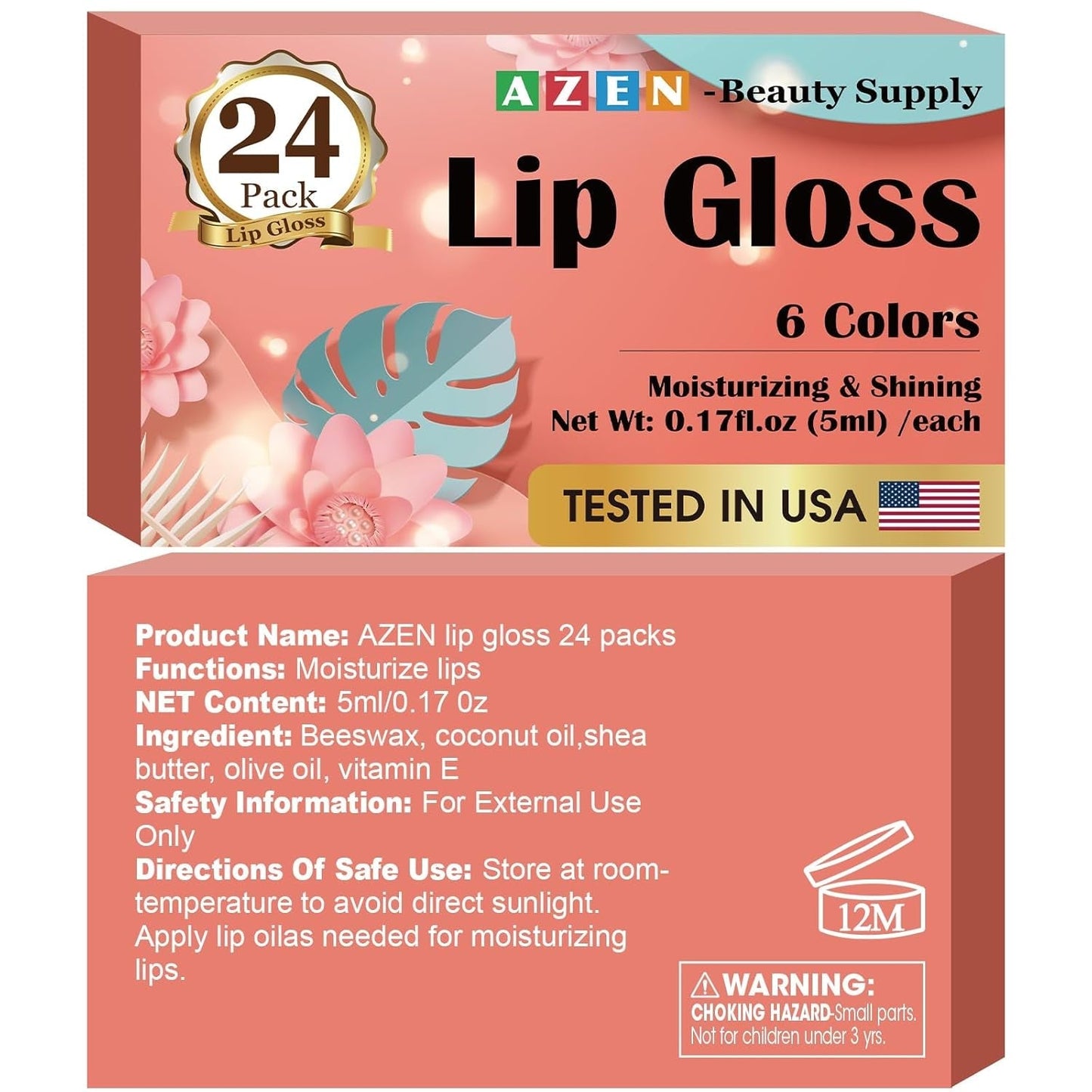 24 Pack Lip Gloss Set, Lip Oil for Dry Cracked Lips Moisturizing Hydrating Nourishing with Vitamin E