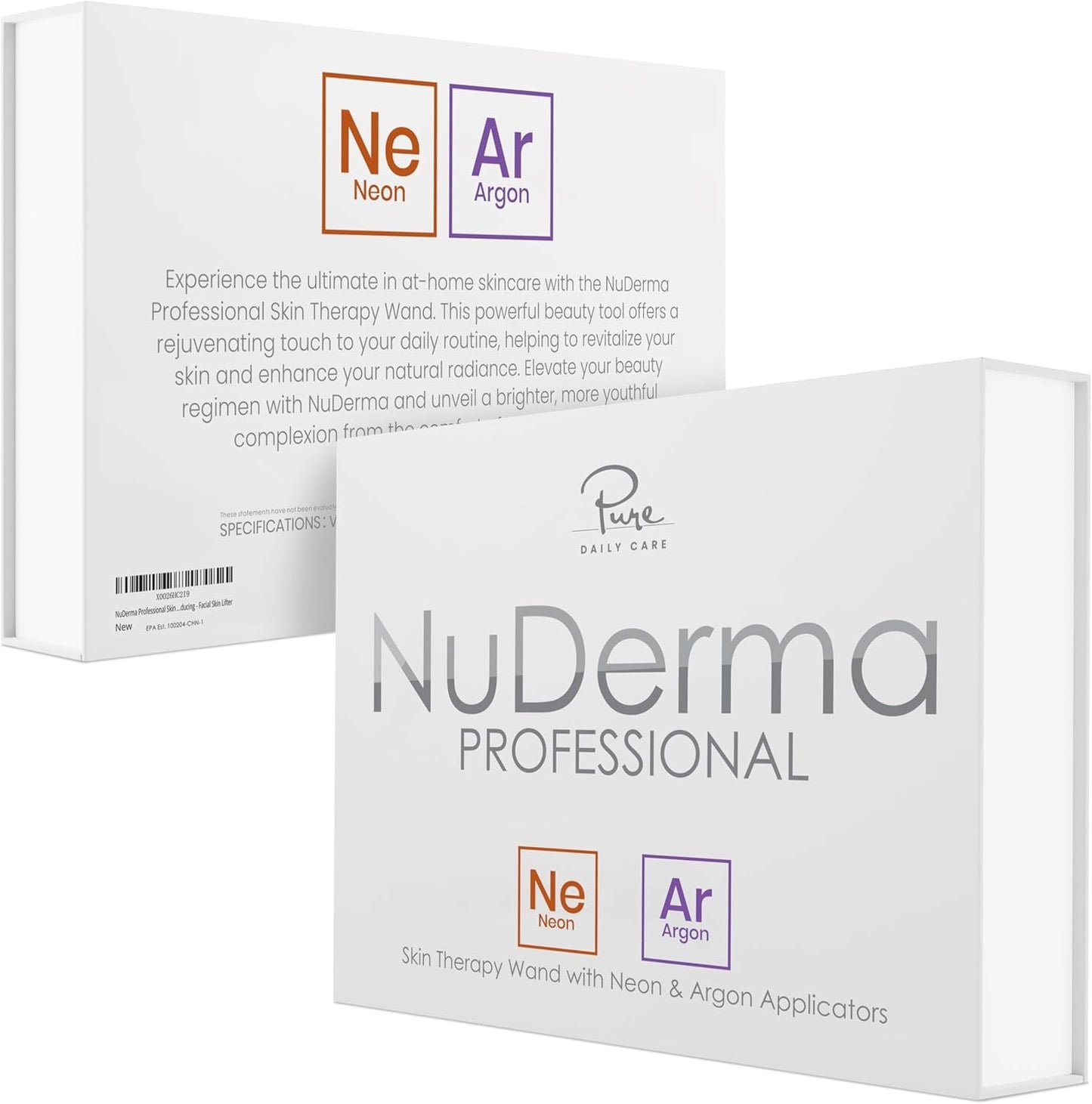 Nuderma Professional Skin Therapy Wand - Portable Device with 6 Neon and Argon Wands for Enhanced Skin Clarity, Firmness, and Tightening