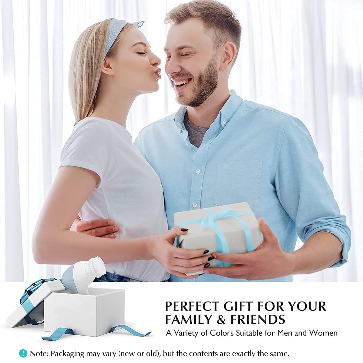 Facial Cleansing Brush Silicone Face Scrubber: 7 in 1 FBS-D Electric Exfoliating Rotating Massage Device Waterproof Deep Cleaning Exfoliation Spa Machine - Electronic Skin Care Wash System