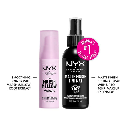 Marshmellow Smoothing Primer + Makeup Setting Spray, Matte Finish (2-Pack Bundle)