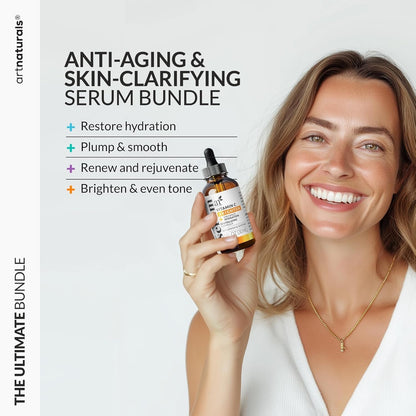 Vitamin C Serum Skin Care 4-Piece Set: Includes Retinol, Hyaluronic Acid & Niacinamide – Anti-Aging, Skin Brightening, Hydrating, Wrinkle Reduction, Dark Spot Corrector – 3-Month Supply –