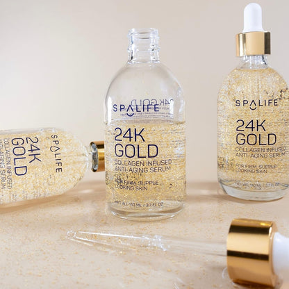 Nourishing Anti-Aging Gold & Silver Serums (Anti-Aging 24K Gold & Collagen) 110 Ml (3.7 Fl. Oz.) - Boosts Firmness, Hydration, and Radiance
